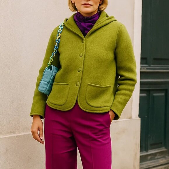 Eileen Fisher Lambswool Cotton Cardigan Sweater Knit Light Coat Jacket Oversized - Picture 1 of 10